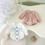 【66-90cm】ロンパース ベビー レトロ 蝶結び - 画像 (6)