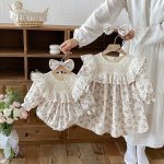 【66-130cm】 ロンパースorワンピース 女の子 姉妹服 プリンセス 総柄 - 画像 (15)
