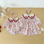 【66-130cm】ロンパースorワンピース ベビー 姉妹服 ローズ柄 - 画像 (9)