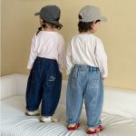 【80-150cm】ロングパンツ キッズ デニム カーブシルエット - 画像 (7)