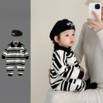 【66-90cm】長袖カバーオール ベビー ボーダー柄 ポロ襟 - 画像 (6)