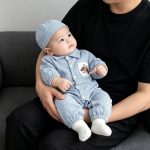 【66-90cm】ロンパース ベビー ストライプ ドッグロゴ - 画像 (10)