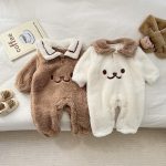 【66-90cm】ロンパース ベビー もこもこ クマ