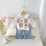 【80-110cm】ベスト 女の子 カラーバリ ニット - 画像 (8)