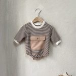 【66-90cm】ロンパース ベビー ボーダー 大容量ポケット付き - 画像 (20)