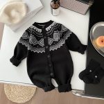 【66-100cm】ロンパース ベビー レトロ 長袖 暖かい - 画像 (4)