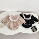 【66-90cm】ロンパース ベビー フリル襟 長袖 ワンピース風 - 画像 (6)