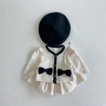 【73-100cm】セットアップ ベビー レトロ 蝶結び付き - 画像 (3)