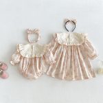 【66-130cm】ロンパースorワンピース 女の子 姉妹服 蝶結び パフスリーブ - 画像 (3)