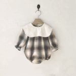 【66-90cm】ロンパース ベビー レトロ チェック柄 - 画像 (2)