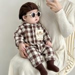 【66-90cm】オールインワン ベビー チェック 折り襟 - 画像 (8)