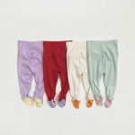 【66-90cm】ロンパース+レギンスor帽子 ベビー 無地 カジュアル - 画像 (4)