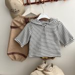 【73-100cm】長袖Tシャツorサロペット ベビー ボーダー柄 カジュアル - 画像 (5)