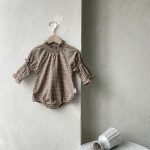 【66-90cm】ロンパース ベビー レトロ チェック - 画像 (2)