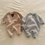 【66-90cm】オールインワン ベビー もこもこ クマ柄