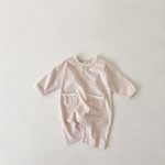 【66-90cm】オールインワンor帽子 ベビー 長袖ボーダー柄 ポケット - 画像 (4)