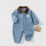 【66-90cm】ロンパース ベビー コーデュロイ クマ - 画像 (4)
