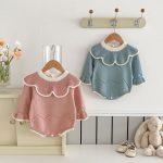 【66-90cm】ロンパース ベビー フリル ニット 可愛い