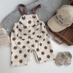 【66-90cm】サロペット ベビー ビッグ ドット コーデュロイ - 画像 (4)