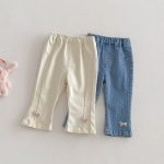 【80-120cm】デニムパンツ 女の子 リボン付き 無地 - 画像 (6)