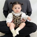 【66-90cm】サロペット＆ブラウス ベビー ローズ柄 韓国風 - 画像 (4)