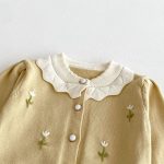 【66-100cm】カーディガン ベビー フラワー セーター - 画像 (7)