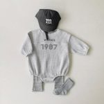 【66-90cm】ロンパース ベビー 数字 プリント ワッフル - 画像 (5)