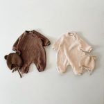 【66-90cm】ロンパース ベビー ナチュラル リブ 暖かい - 画像 (2)