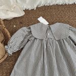 【90-140cm】ワンピース 女の子 ストライプ 襟付き ポケット付き - 画像 (10)