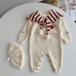 【66-90cm】オールインワン ベビー 暖かい ハート セーラー - 画像 (7)