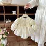 【66-90cm】ロンパース ベビー パフスリーブ 蝶結び - 画像 (9)