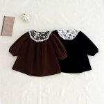 【73-120cm】ワンピース 女の子 パフスリーブ レース - 画像 (2)