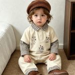 【66-90cm】ロンパース ベビー レイヤード ドッグ柄 - 画像 (7)