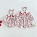 【66-130cm】ロンパースorワンピース ベビー 姉妹服 ローズ柄 - 画像 (4)