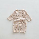 【66-90cm】長袖ロンパース ベビー ワッフル ナチュラル - 画像 (10)