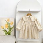 【66-130cm】ロンパースorワンピース ベビー 姉妹服 コーデュロイ フラワー - 画像 (6)