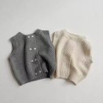 【73-100cm】ベスト ベビー ニット 無地 - 画像 (2)