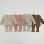【66-90cm】セットアップ ベビー リブ 無地 - 画像 (2)