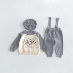 【73-100cm】サロペット＆セーター＆帽子 ベビー ニット - 画像 (4)