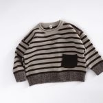【80-130cm】セーター キッズ ポケット付き ボーダー