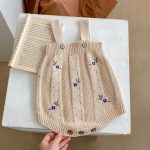【66-100cm】ロンパースorロンパース ベビー 刺繍 透かし編み - 画像 (8)