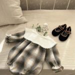 【66-90cm】ロンパース ベビー レトロ チェック柄 - 画像 (8)