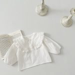【66-73cm】ブラウス ベビー 韓国風 レース 花柄 - 画像 (2)