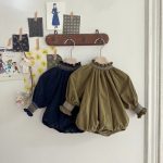 【66-90cm】長袖ロンパース ベビー フリル 無地 - 画像 (2)