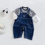 【66-90cm】トップスorサロペット ベビー 英字ロゴ デニム - 画像 (3)