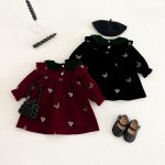 【100-130cm】ワンピース 女の子 バタフライ 刺繡