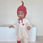 【66-90cm】ロンパース ベビー 韓国風 長袖ハート柄 - 画像 (10)