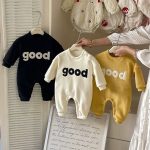 【66-90cm】ロンパース ベビー 暖かい 英字