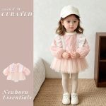 【66-90cm】ロンパース ベビー クリーム花 プリンセス - 画像 (3)