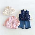 【80-130cm】ベスト 女の子 フラワー柄 暖かい - 画像 (7)